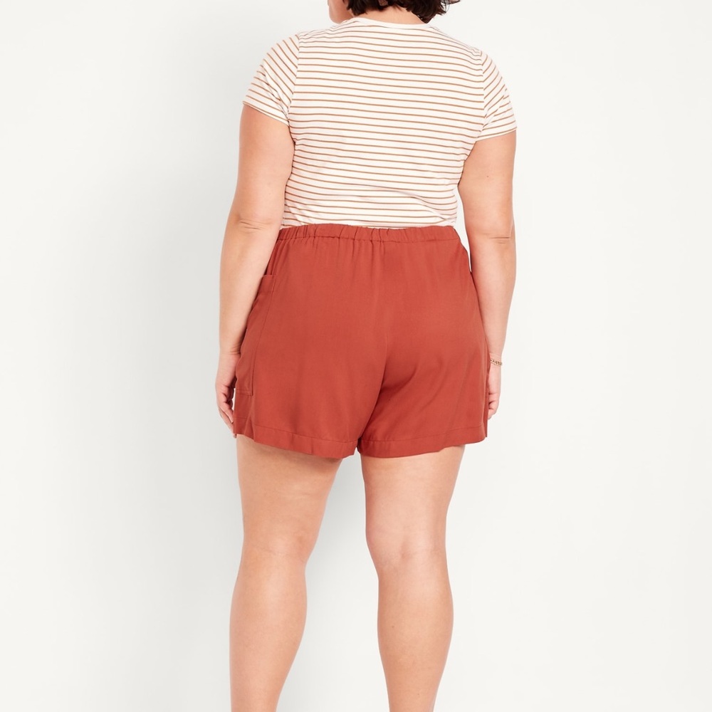 Women's Rust Drawstring Shorts - Picture 2 of 3